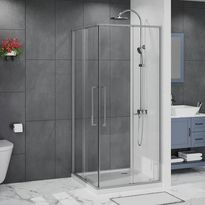 Душевой уголок Azario Shanghai 90x90 AZ-R43-90-MGR-CL профиль Графит матовый стекло прозрачное