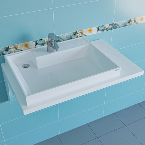 Раковина СанТа Юпитер 90 L 900128 на стиральную машину Белая искусственный камень (литьевой мрамор) на стиральную машину