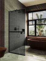 Душевая перегородка Maybah Glass MGD-735-6у 890x1950 в узком профиле Черный стекло графитовое
