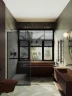 Душевая перегородка Maybah Glass MGD-735-6у 890x1950 в узком профиле Черный стекло графитовое