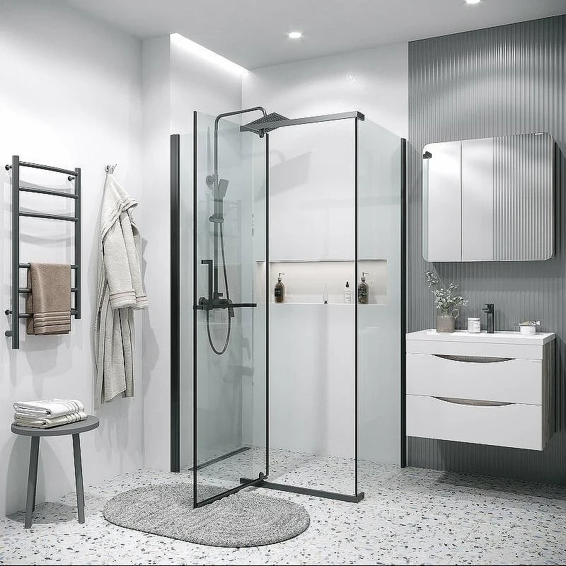 Душевой уголок Grossman Pragma 100х90 120.K33.03.1090.21.00 профиль Черный матовый стекло прозрачное