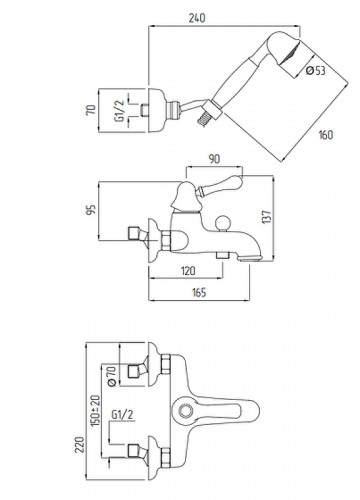 Смеситель для ванны Migliore Maya 18921 Хром латунь на стену