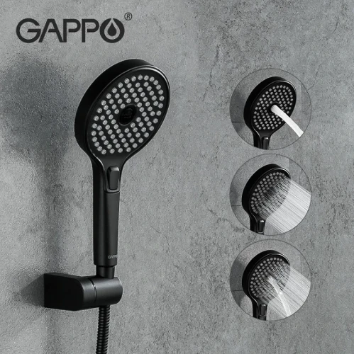 Смеситель для ванны Gappo G03-6 G3203-6 Черный матовый Хром латунь на стену