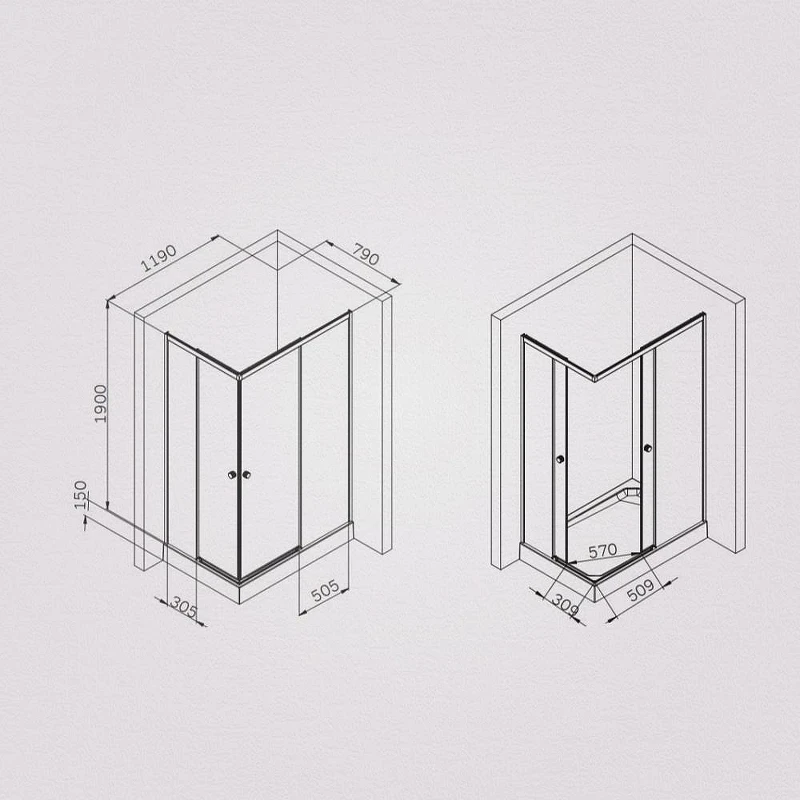 Душевой уголок AM.PM X-Joy 120х80 W94G-403-120280-BT1K профиль Черный матовый стекло прозрачное