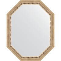 Зеркало Evoform Octagon 73x93 BY 7112 в багетной раме - Состаренное серебро с плетением 70 мм стекло
