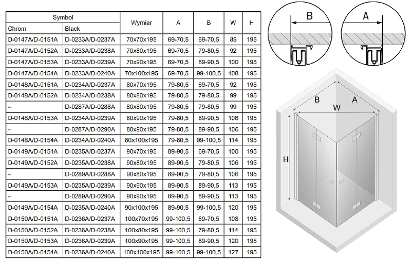 Душевой уголок New Trendy New Soleo Chrome 100x70 D-0150A/D-0151A профиль Хром стекло прозрачное