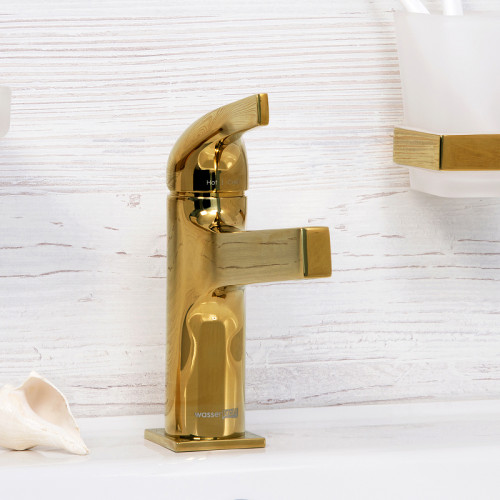 Смеситель для раковины WasserKRAFT Sauer 7103 Золото латунь