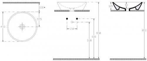 Раковина-чаша Allen Brau Fantasy 45 4.11019.20 Белая фаянс накладная