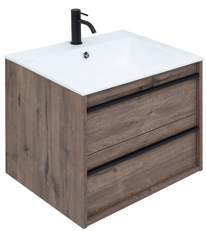 Тумба с раковиной Aquanet Lino 60 271944 подвесная Дуб Веллингтон МДФ / ЛДСП