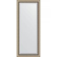 Зеркало Evoform Exclusive 153х63 BY 1182 с фацетом в багетной раме - Состаренное серебро с плетением 70 мм стекло