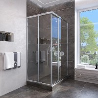 Душевой уголок Veconi Rovigo RV-113 90x90 RV113-90-01-C4 профиль Хром стекло прозрачное
