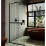 Душевая перегородка Maybah Glass MGD-714-6у 1190х1950 в узком профиле с полотенцедержателем Черный стекло прозрачное