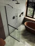 Душевая перегородка Maybah Glass MGD-714-6у 1190х1950 в узком профиле с полотенцедержателем Черный стекло прозрачное