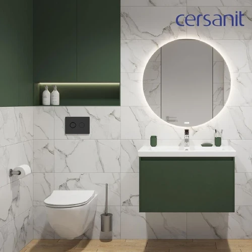 Унитаз с инсталляцией Cersanit Brasko Smart DPL EO Slim + Aqua 50 Prime P 69321 цвет Белый с сиденьем Микролифт и клавишей смыва цвет Черный матовый