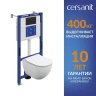 Унитаз с инсталляцией Cersanit Brasko Smart DPL EO Slim + Aqua 50 Prime P 69321 цвет Белый с сиденьем Микролифт и клавишей смыва цвет Черный матовый