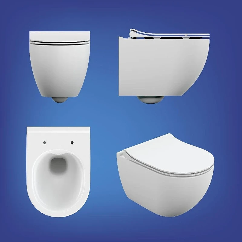 Унитаз с инсталляцией Cersanit Brasko Smart DPL EO Slim + Aqua 50 Prime P 69321 цвет Белый с сиденьем Микролифт и клавишей смыва цвет Черный матовый