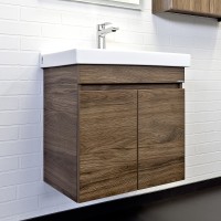 Тумба с раковиной Comforty Осло 60 00-00011149 подвесная Дуб темно-коричневый МДФ / ЛДСП