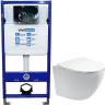 Комплект унитаза Aquatek Европа AQ1900-00 с инсталляцией WellWant Standart 50 WWISI1110B с сиденьем Микролифт и клавишей смыва Хром глянцевый фарфор подвесной