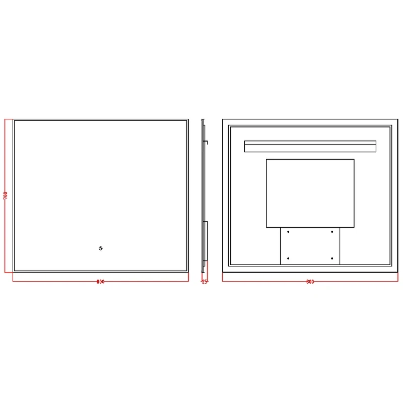 Зеркало Boheme Modern 80x70 543-080-GM с подсветкой Оружейная сталь с сенсорным выключателем и подогревом стекло