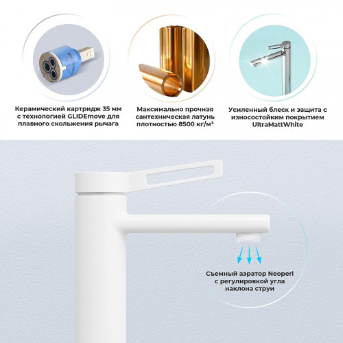 Смеситель для раковины Wellsee ONCE! and forever 182410000 цвет Белый матовый