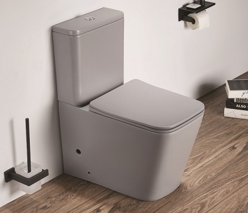 Унитаз компакт CeramaLux 2170AXMH Светло-серый матовый с бачком и сиденьем Микролифт фаянс напольный