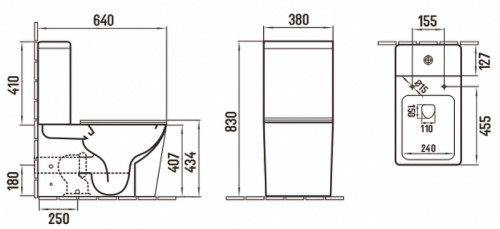 Унитаз компакт CeramaLux 2170AXMH Светло-серый матовый с бачком и сиденьем Микролифт фаянс напольный