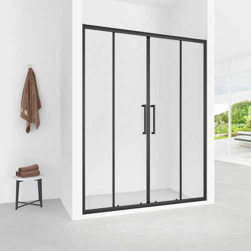 Душевая дверь Loranto 150 CS-AB04B-150 профиль Черный матовый стекло прозрачное