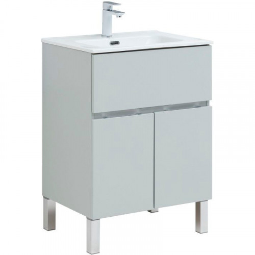 Тумба под раковину Aquanet Алвита New 60 277548 Серая матовая МДФ / ЛДСП