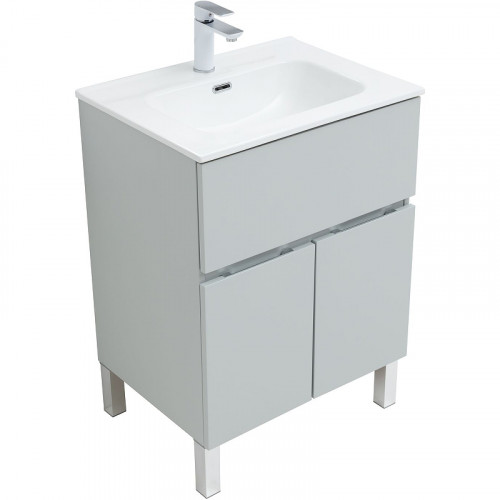 Тумба под раковину Aquanet Алвита New 60 277548 Серая матовая МДФ / ЛДСП