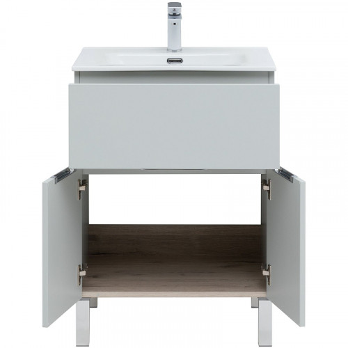 Тумба под раковину Aquanet Алвита New 60 277548 Серая матовая МДФ / ЛДСП