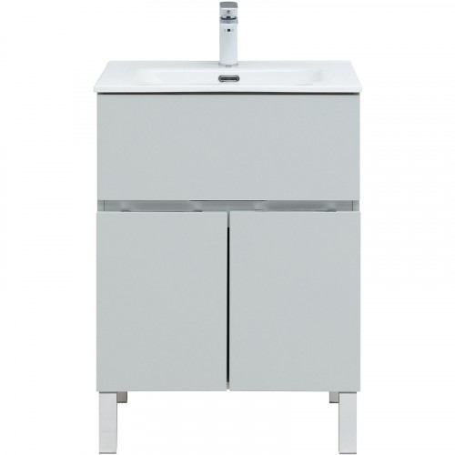 Тумба под раковину Aquanet Алвита New 60 277548 Серая матовая МДФ / ЛДСП