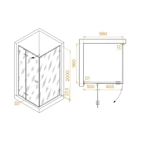 Душевой уголок RGW Stilvoll V-030B 100х100 353203000-14 профиль Черный стекло прозрачное