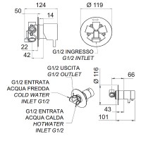 Смеситель для душа Remer Minimal Thermo NT94C с термостатом Хром латунь встраиваемый