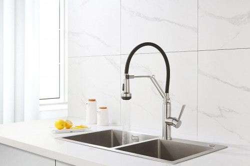 Смеситель для кухни Emar Steel ЕСВ 7012 цвет Сатин