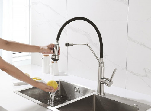 Смеситель для кухни Emar Steel ЕСВ 7012 цвет Сатин