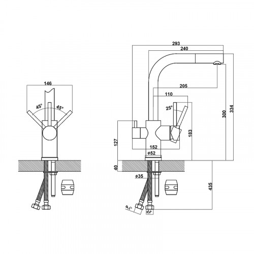 Смеситель для кухни Florentina Кристалл 333.32H.2123.207 цвет Монблан