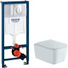 Комплект унитаза Aquatek Либра New AQ1148N-00 с инсталляцией Grohe Rapid SL 38721001 с сиденьем Микролифт и клавишей смыва Хром фарфор подвесной