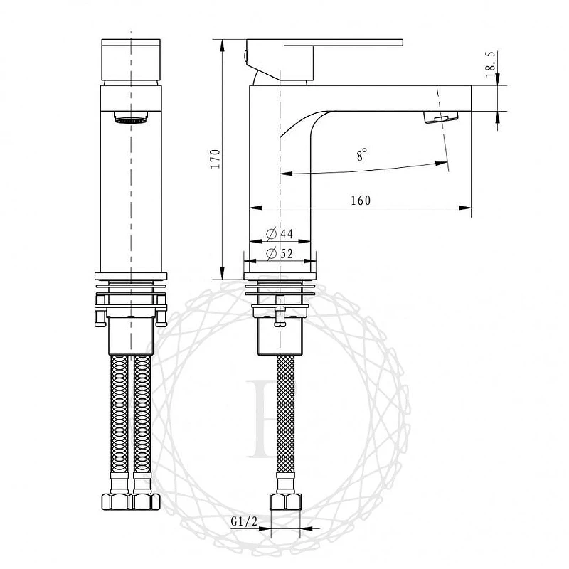 Смеситель для раковины FILARETE Retta FL5030BG цвет Графит