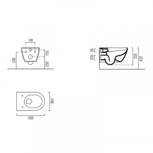 Унитаз GSI Pura 881504 подвесной Agave opaco без сиденья фаянс подвесной