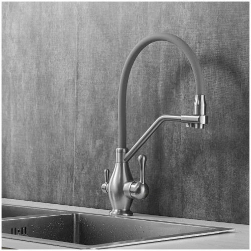 Смеситель для кухни Rose R858L цвет Сатин Серый