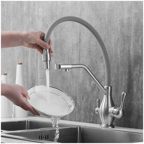 Смеситель для кухни Rose R858L цвет Сатин Серый