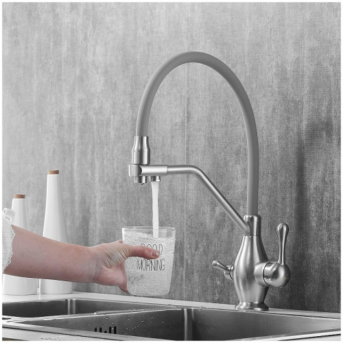 Смеситель для кухни Rose R858L цвет Сатин Серый