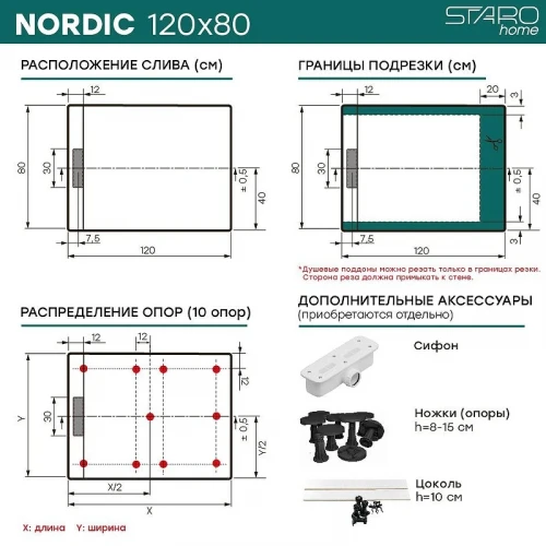 Душевой поддон из искусственного камня Starohome Nordic 120х80 20153983 цвет Черный матовый