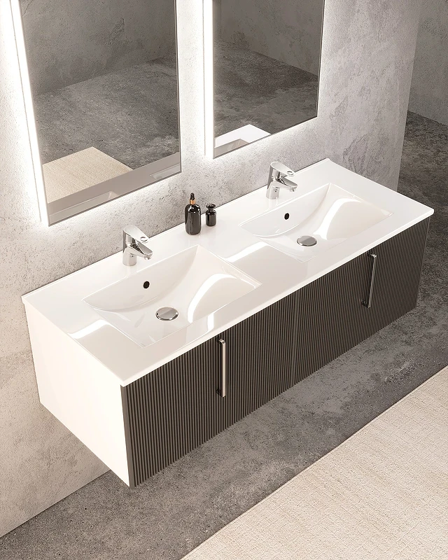 Тумба с раковиной SanVit Рольф W 120 krolfW120 подвесная Белый глянец МДФ / ЛДСП