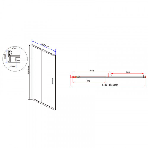 Душевая дверь Vincea Garda 150 VDS-1G150CLG профиль Брашированное золото стекло прозрачное