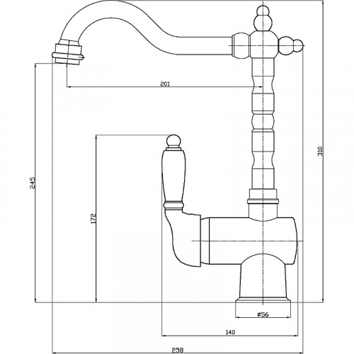 Смеситель для кухни Veragio Venezia 30640 Хром латунь