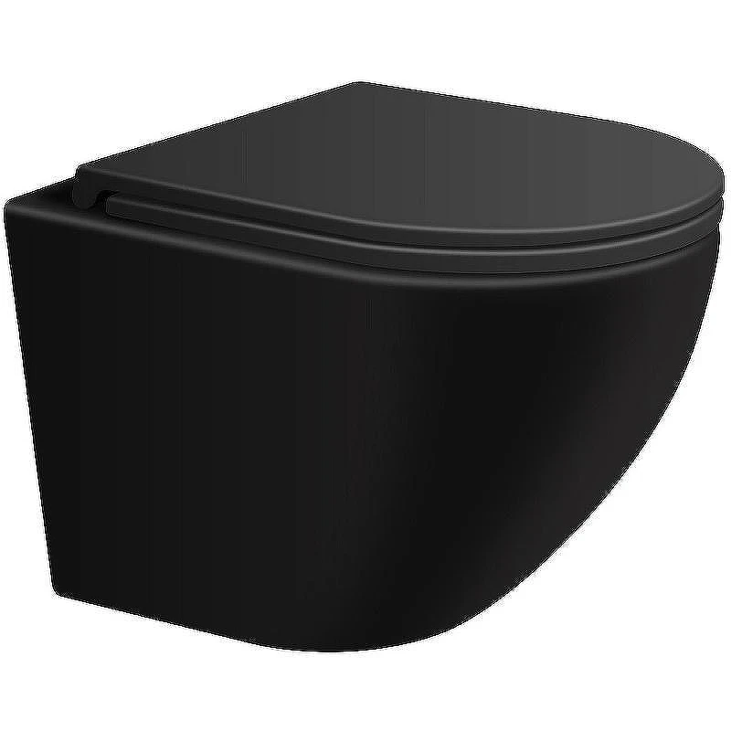Унитаз с инсталляцией WellWant Aura WWU01122B + Tece Now 9400414 с сиденьем Микролифт и Черной матовой клавишей смыва