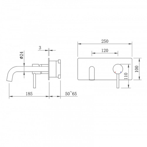 Смеситель для раковины Berges Ventas R 076015 Оружейная сталь латунь встраиваемый