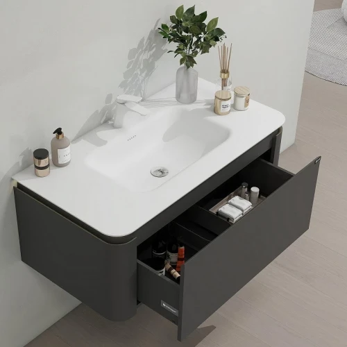 Тумба с раковиной Black&White Universe U935.1000 100 9351000 подвесная Sparkle Grey