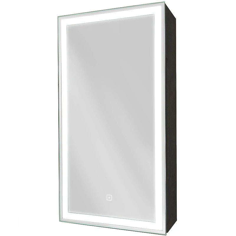 Зеркальный шкаф Континент Mirror Box black Led 35 L МВК063 с подсветкой Черный МДФ / ЛДСП, стекло